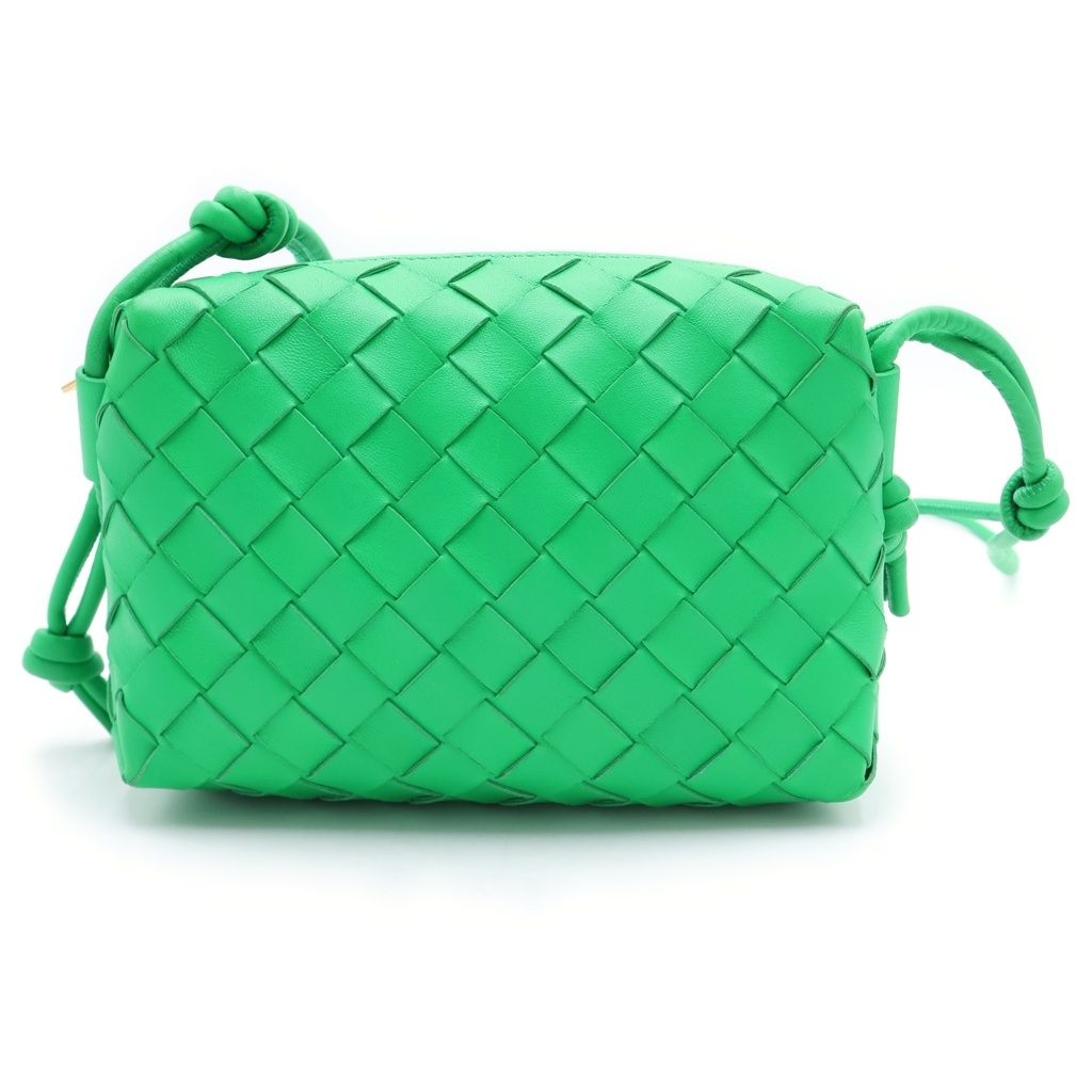 Bottega Veneta Mini Loop Camera Shoulder Bag Intrecciato Leather Green