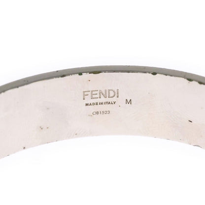 Fendi FF Logo Zucca Pattern Silver Bangle Bracelet — view 5