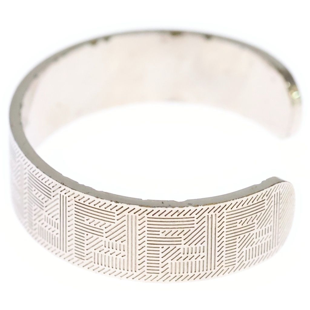 Fendi FF Logo Zucca Pattern Silver Bangle Bracelet — view 4