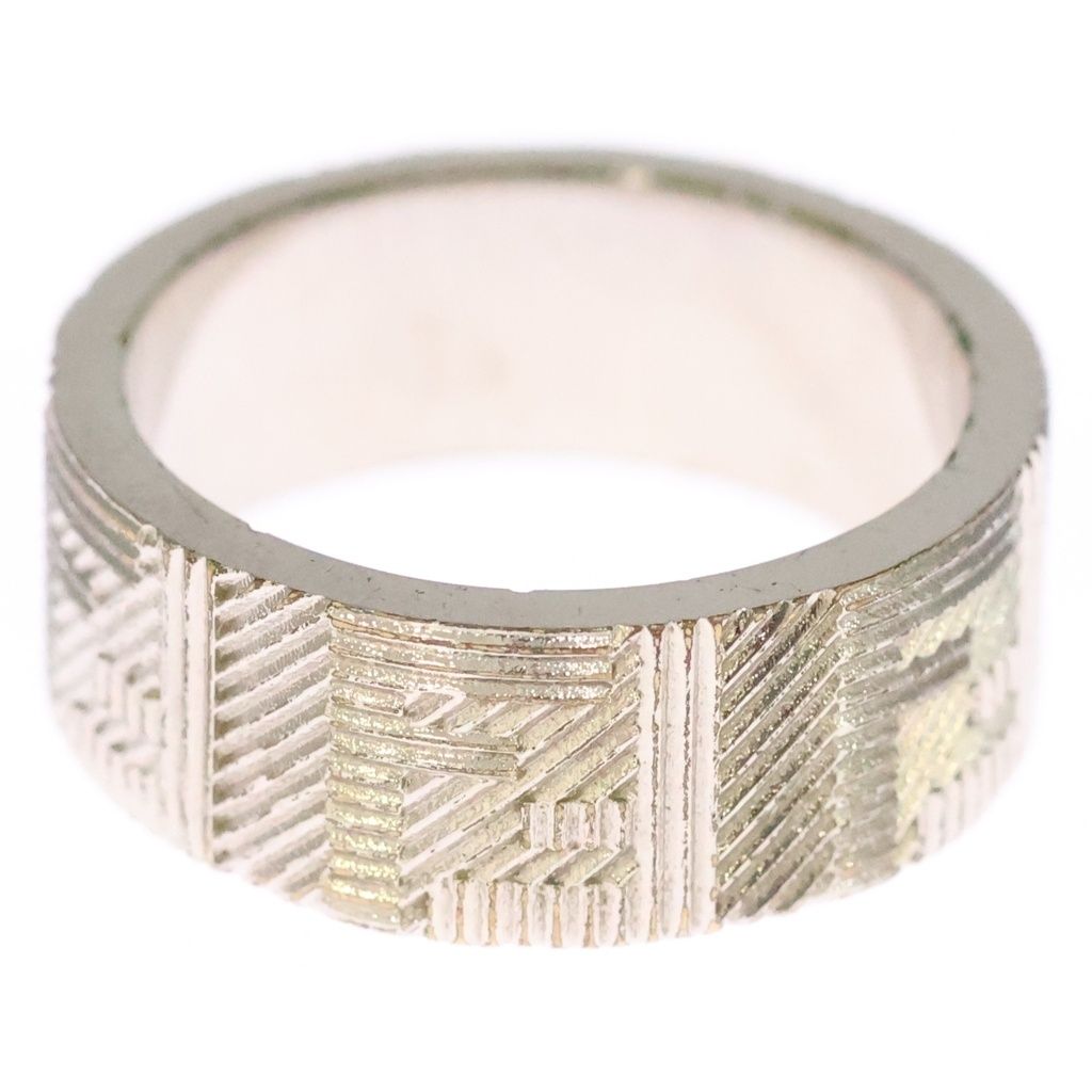 Fendi FF Logo Zucca Pattern Ring Silver — view 2