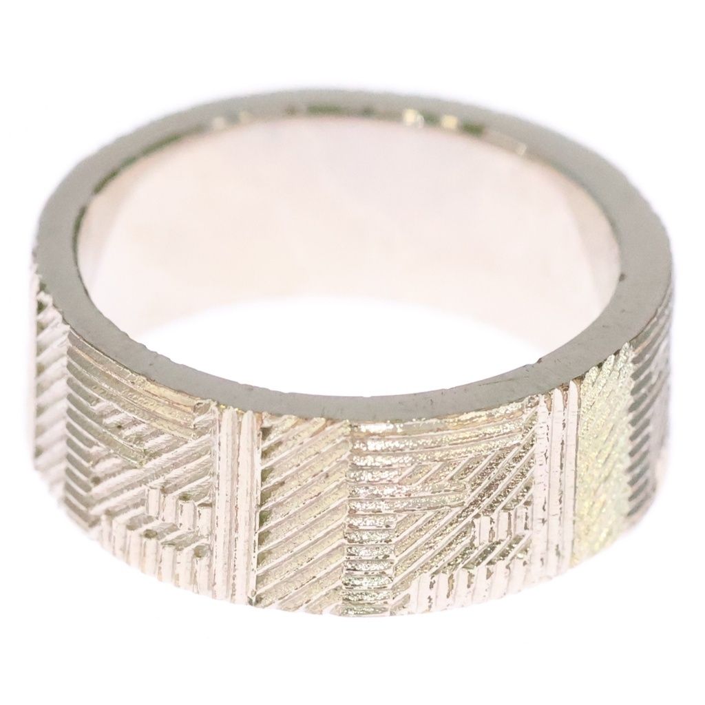 Fendi FF Logo Zucca Pattern Ring Silver — view 4