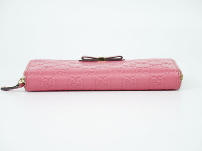 Gucci Guccissima Leather Zip Around Wallet Pink — view 3