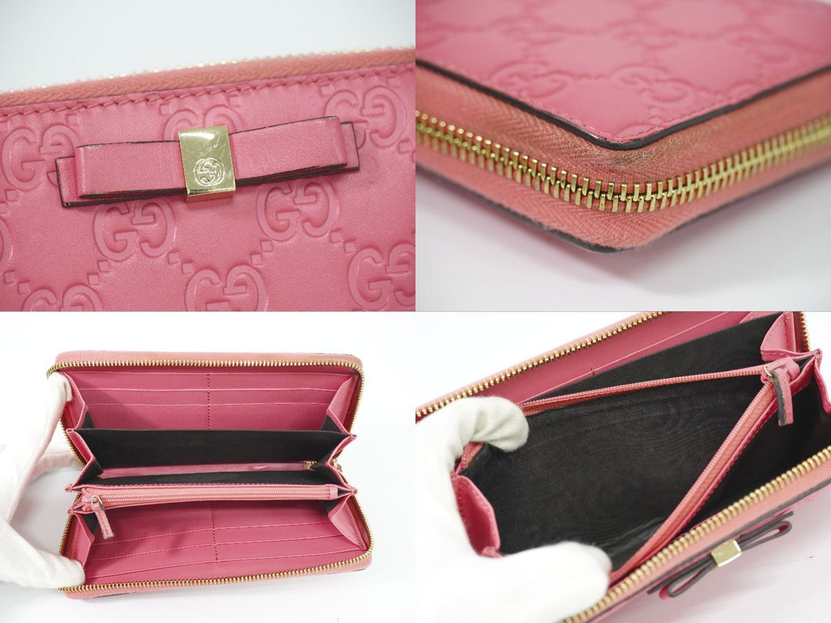 Gucci Guccissima Leather Zip Around Wallet Pink — view 8