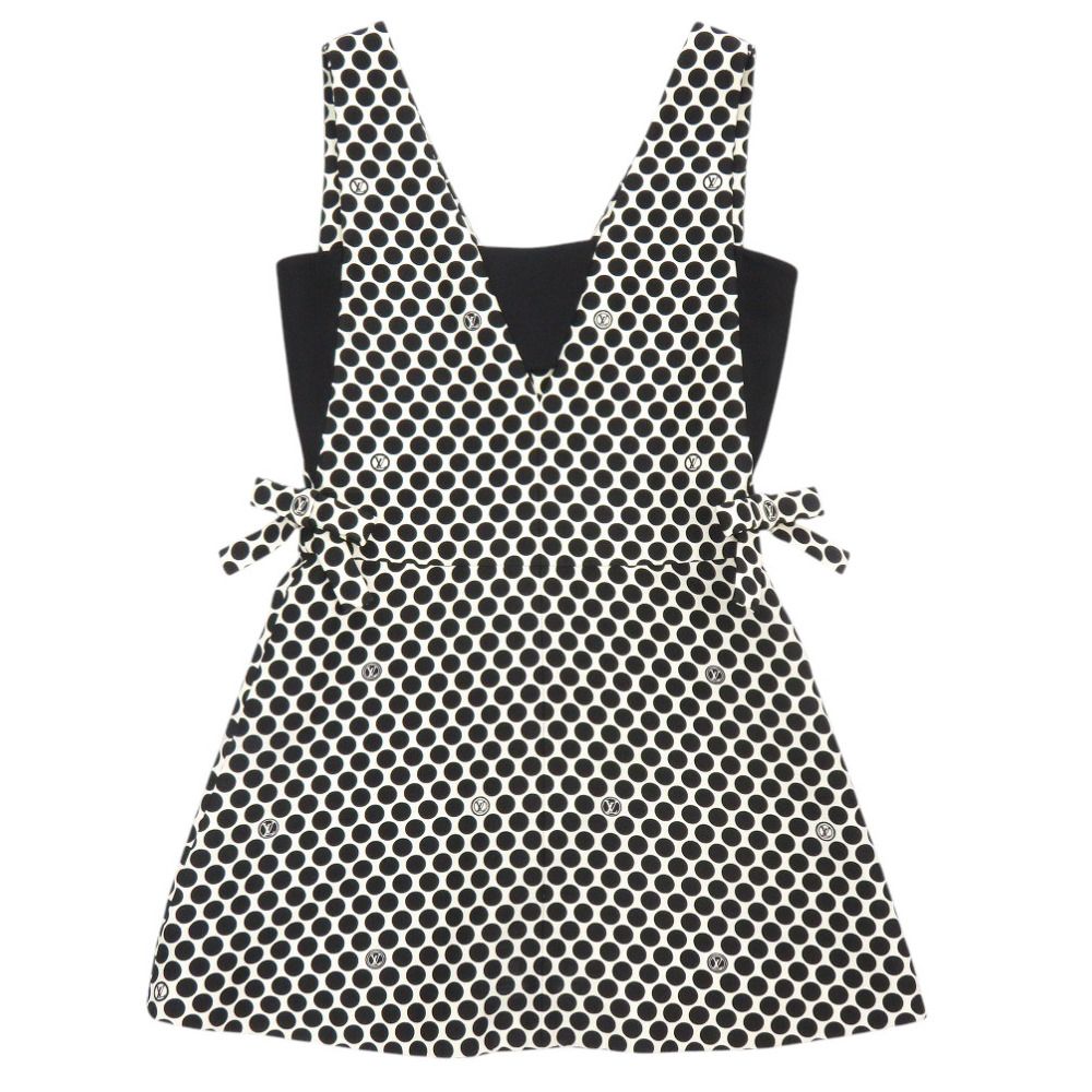 Louis Vuitton Dot Wool Silk White Black Sleeveless Dress