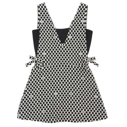 Louis Vuitton Dot Wool Silk White Black Sleeveless Dress