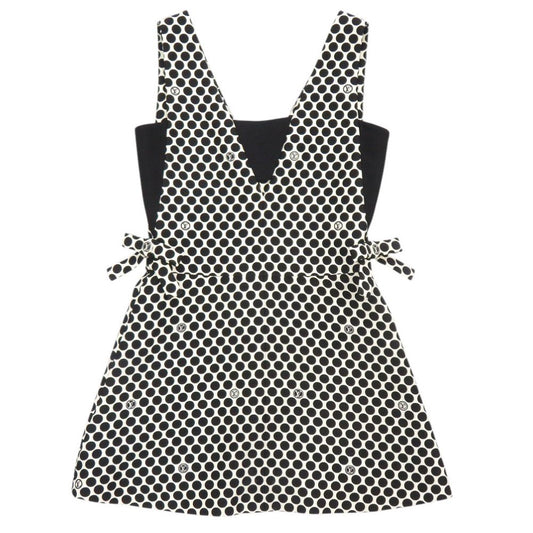 Louis Vuitton Dot Wool Silk White Black Sleeveless Dress