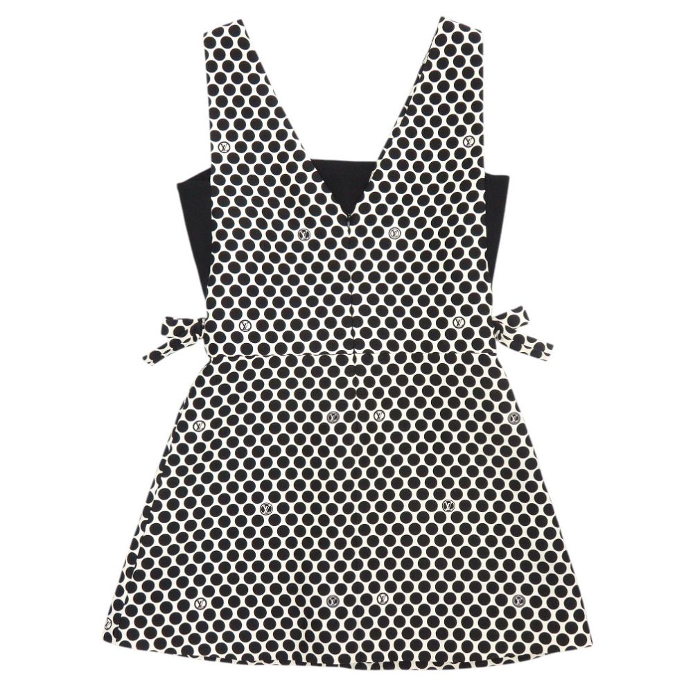 Louis Vuitton Dot Wool Silk White Black Sleeveless Dress — view 2