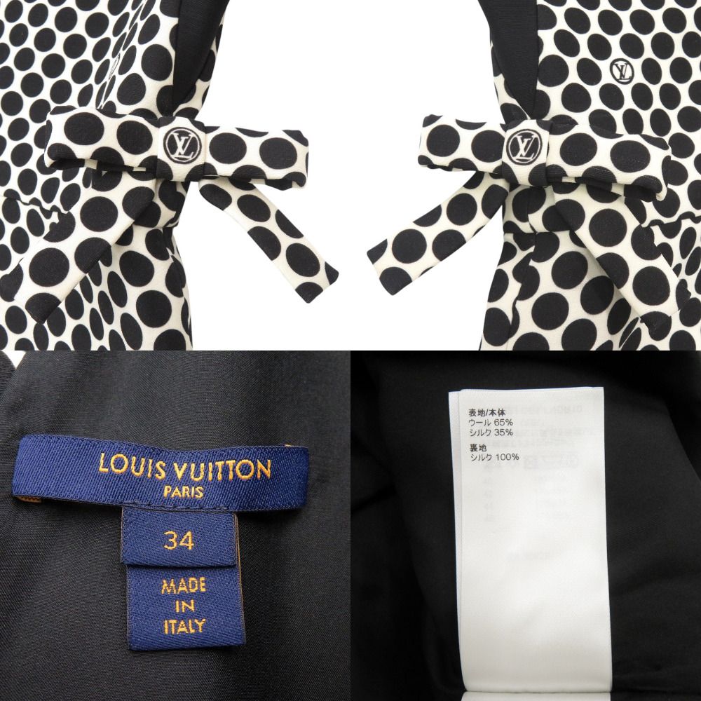 Louis Vuitton Dot Wool Silk White Black Sleeveless Dress — view 8
