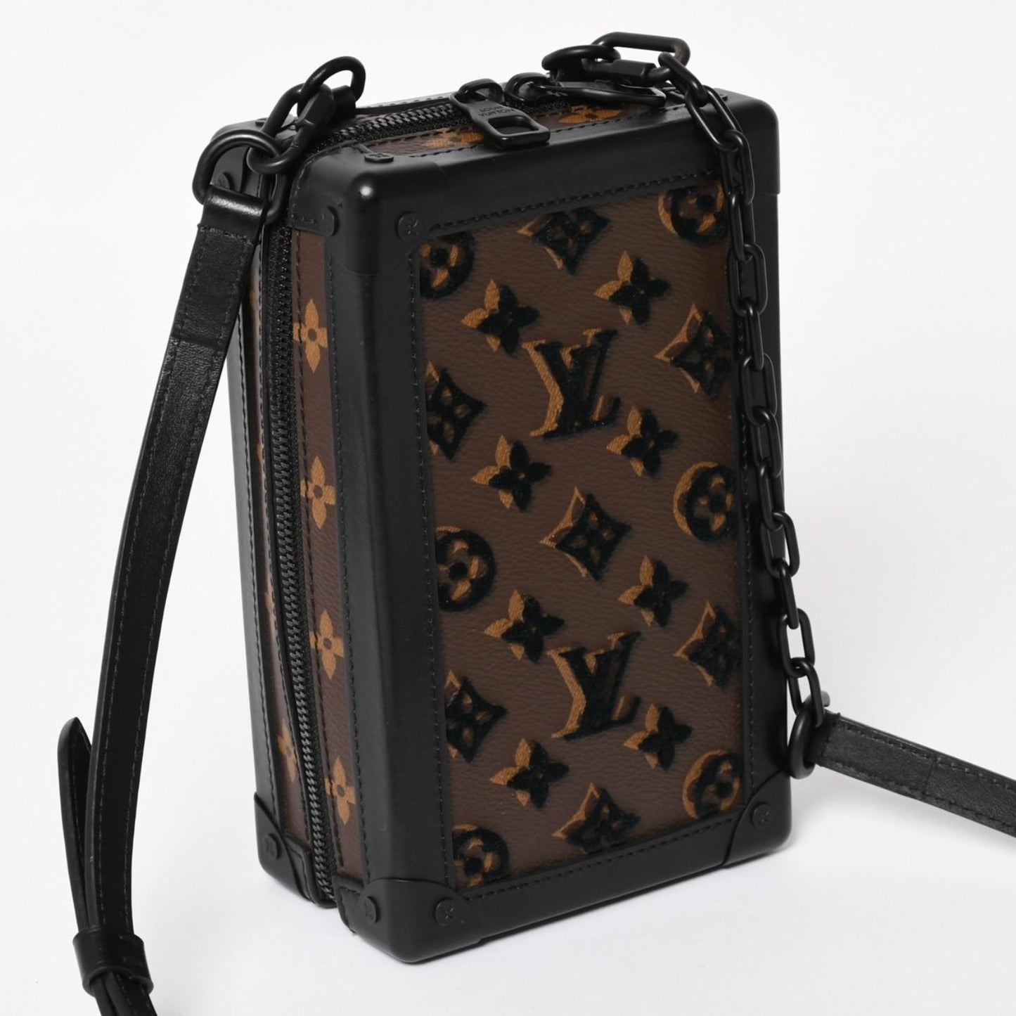Louis Vuitton Monogram Tuffetage Vertical Soft Trunk Shoulder Bag Black Brown — view 3