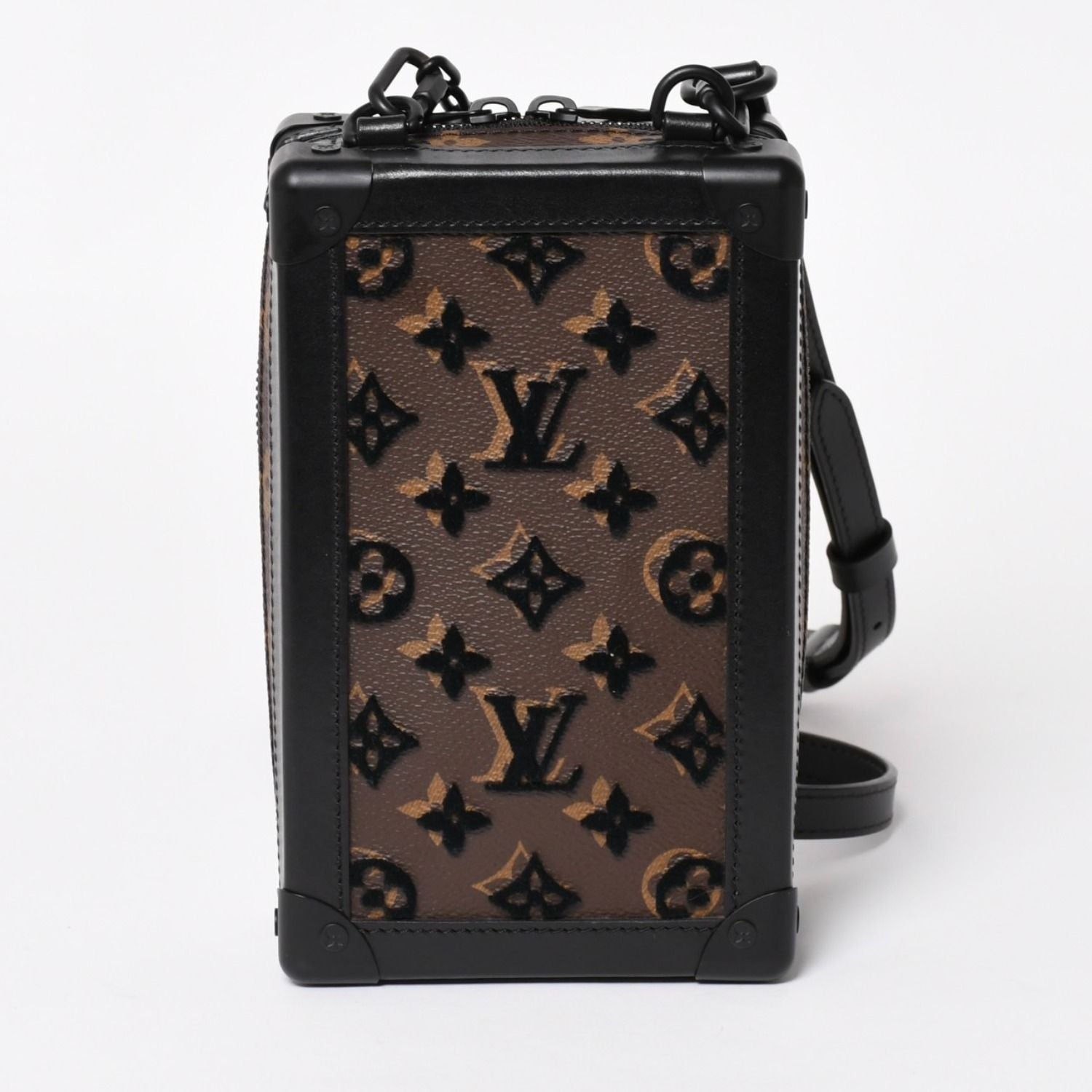 Louis Vuitton Monogram Tuffetage Vertical Soft Trunk Shoulder Bag Black Brown — view 2