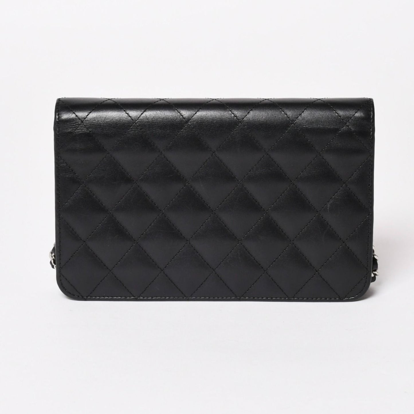 Chanel Cambon Line Chain Wallet Quilted Lambskin CC Logo Patent Black Pink — view 2