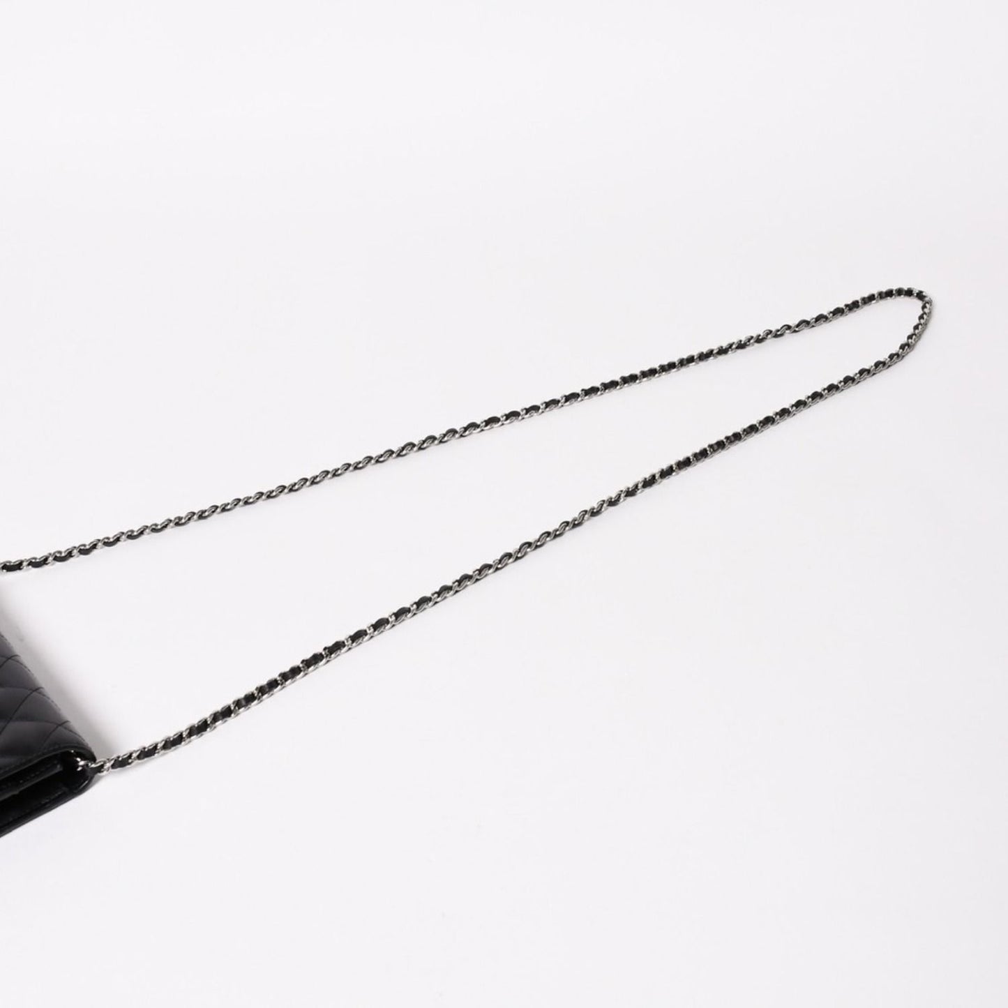 Chanel Cambon Line Chain Wallet Quilted Lambskin CC Logo Patent Black Pink — view 4