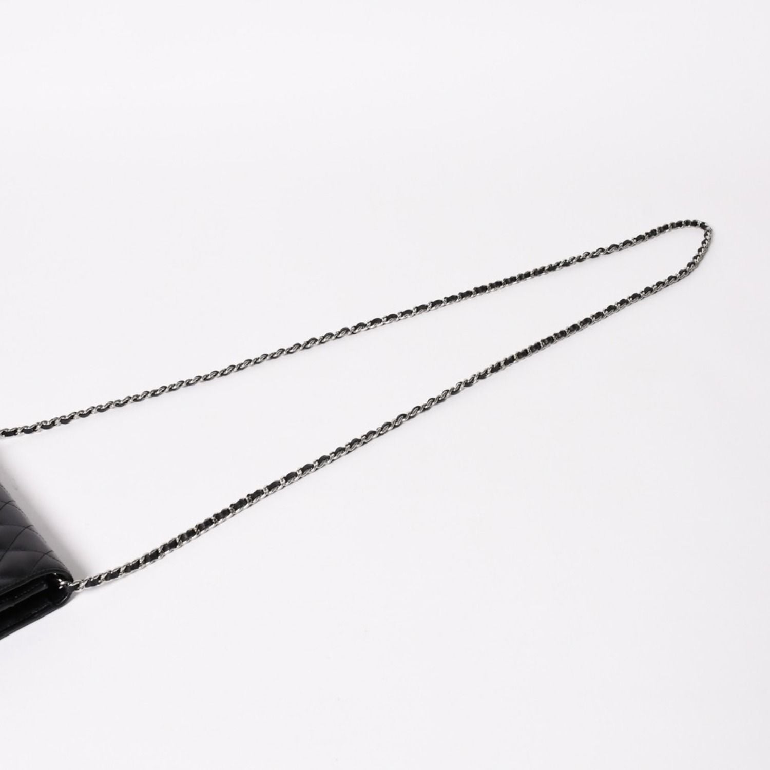 Chanel Cambon Line Chain Wallet Quilted Lambskin CC Logo Patent Black Pink — view 4