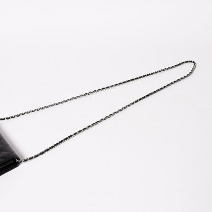 Chanel Cambon Line Chain Wallet Quilted Lambskin CC Logo Patent Black Pink — view 4