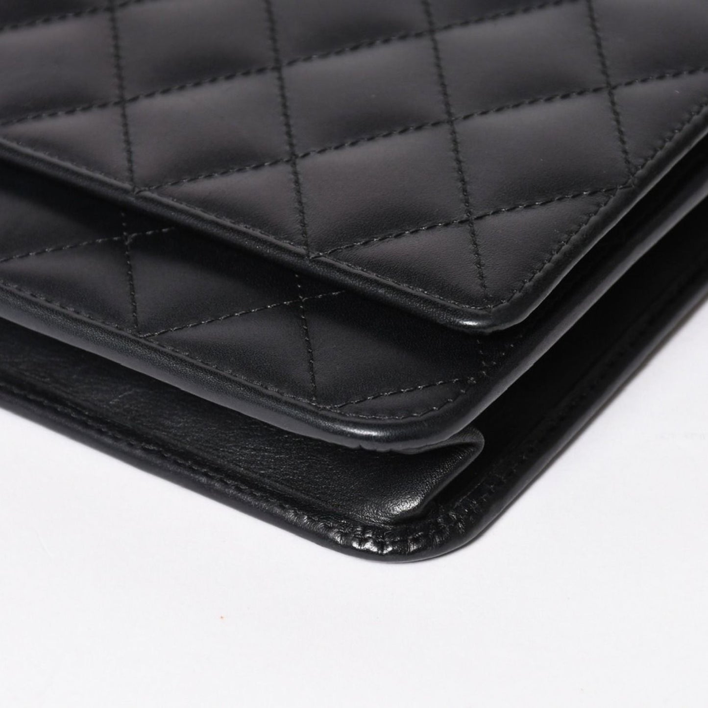Chanel Cambon Line Chain Wallet Quilted Lambskin CC Logo Patent Black Pink — view 8