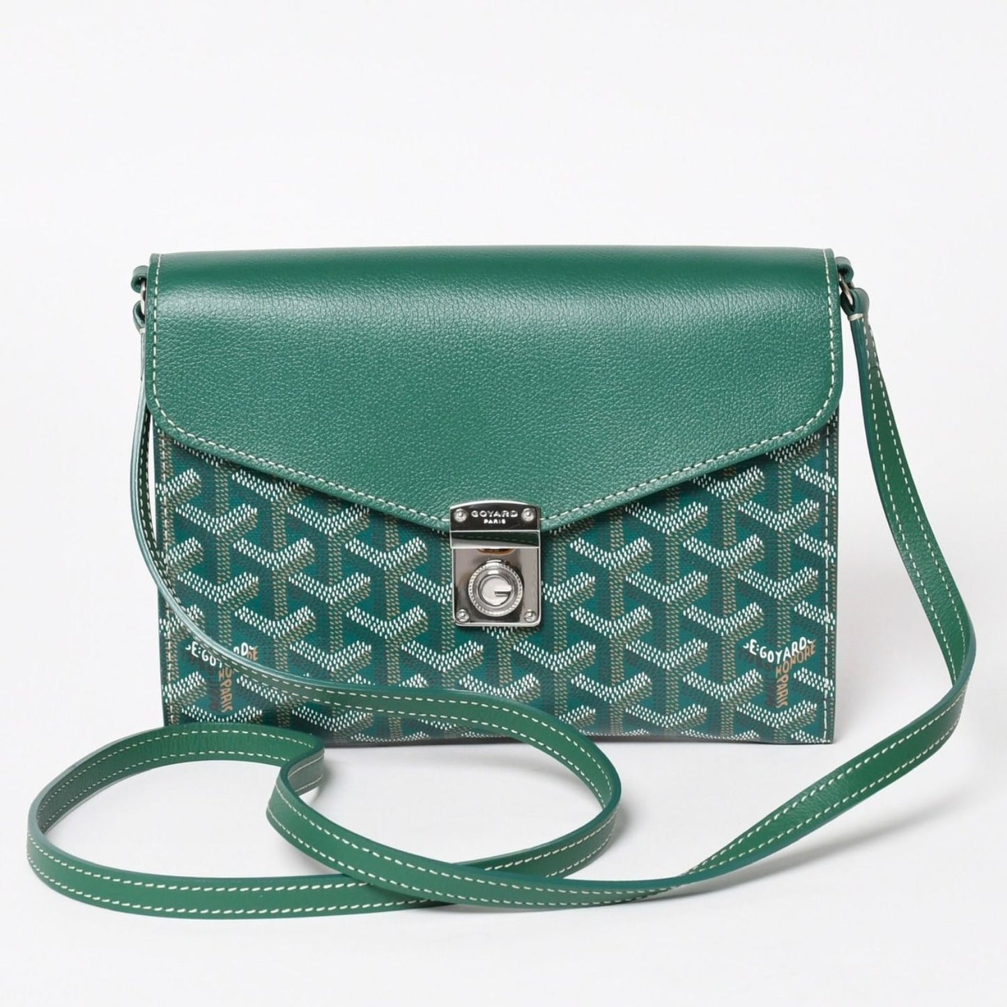 Goyard Chypre Sheepskin Pouch Wallet Shoulder Bag Green