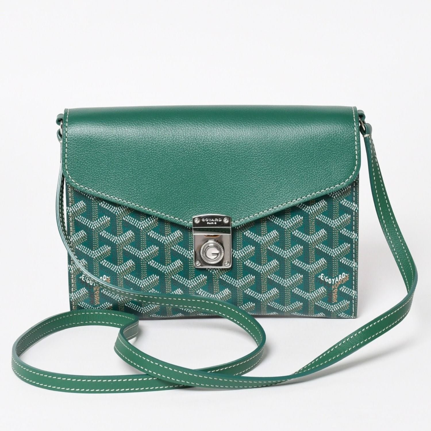 Goyard Chypre Sheepskin Pouch Wallet Shoulder Bag Green