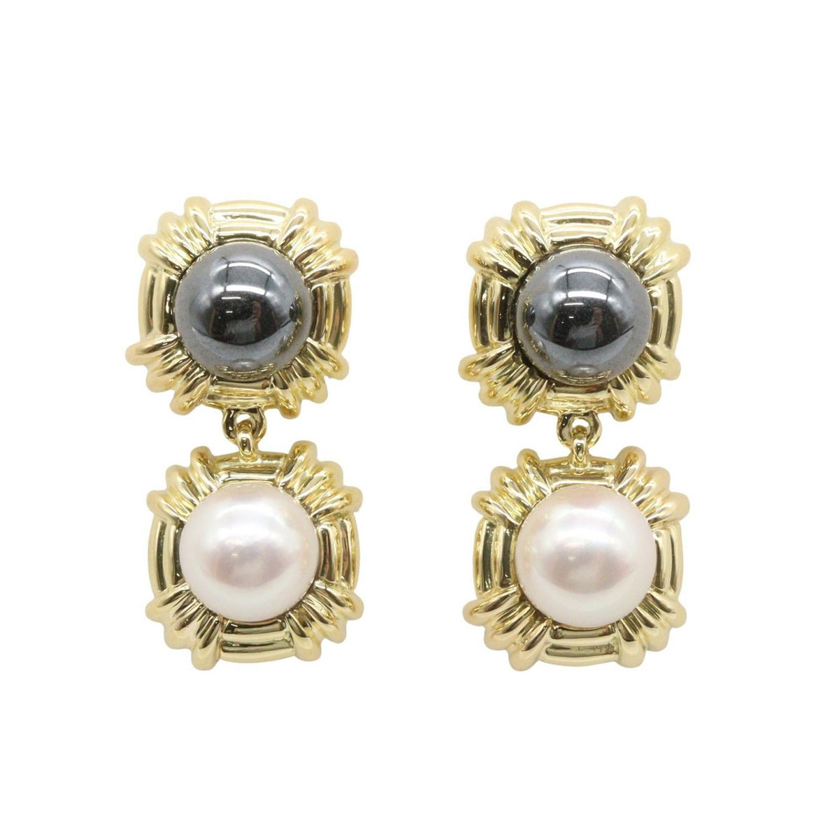 Tiffany & Co Earrings Pearl Hematite 18K