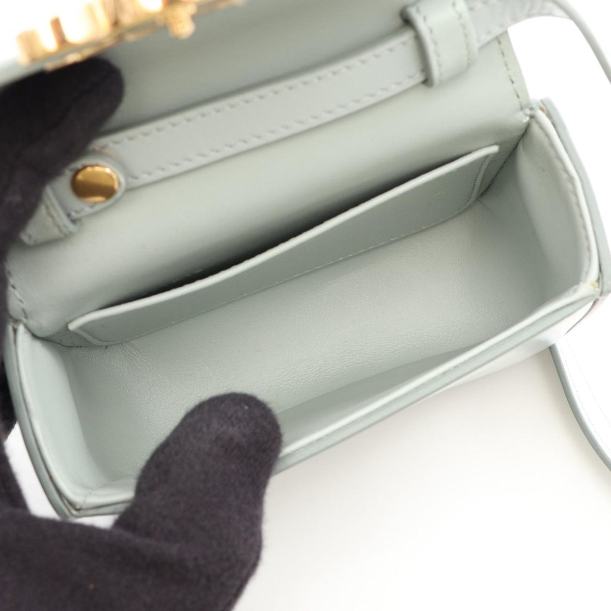 Celine Shoulder Bag Mini Claude Pale Blue Leather Triomphe — view 3