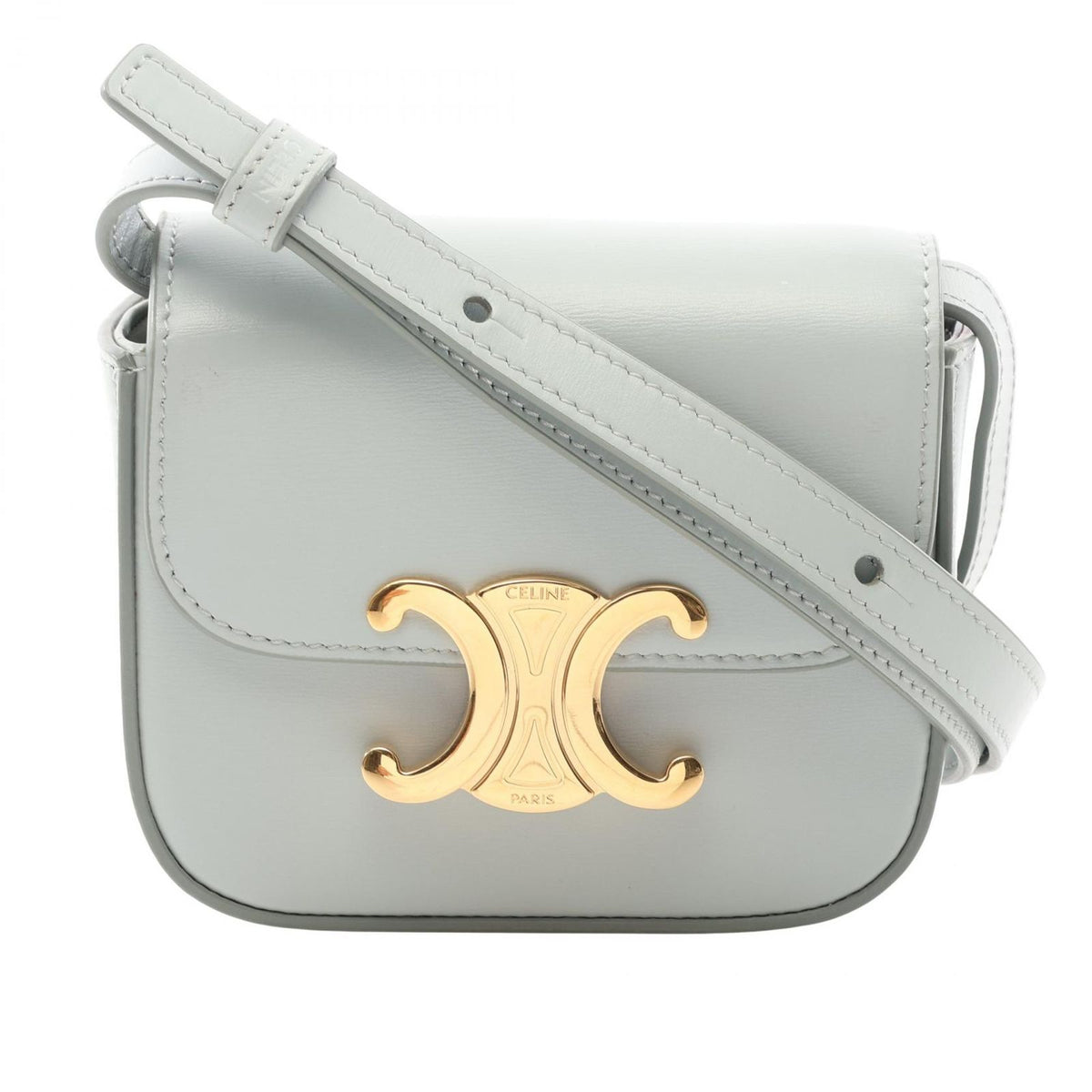 Celine Shoulder Bag Mini Claude Pale Blue Leather Triomphe