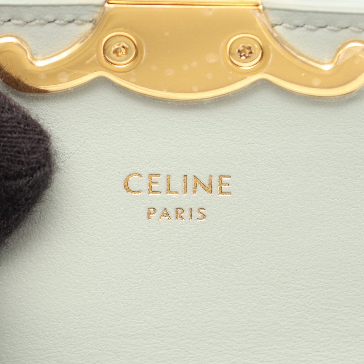 Celine Shoulder Bag Mini Claude Pale Blue Leather Triomphe — view 4