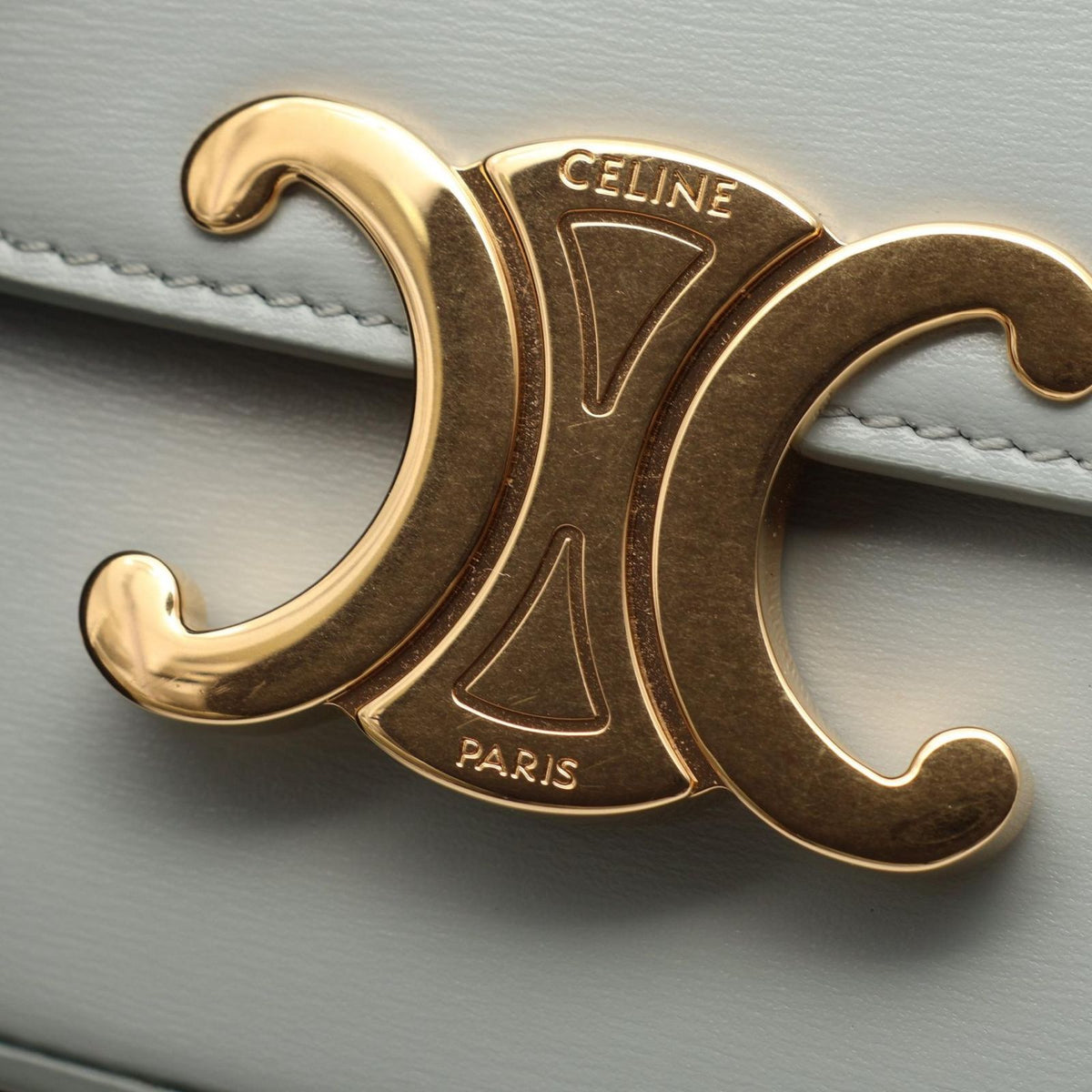 Celine Shoulder Bag Mini Claude Pale Blue Leather Triomphe — view 7
