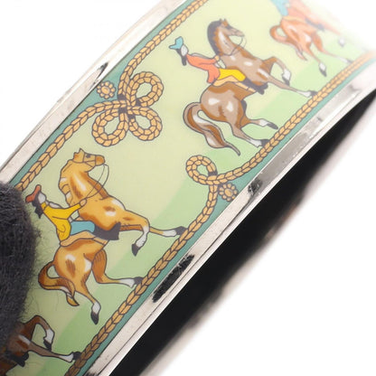 Hermes Bangle Enamel GM Horse Pattern Stainless Steel Bracelet — view 6