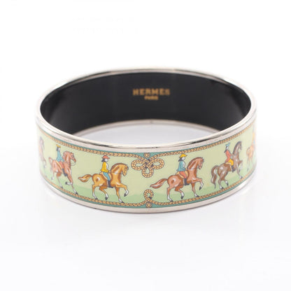Hermes Bangle Enamel GM Horse Pattern Stainless Steel Bracelet