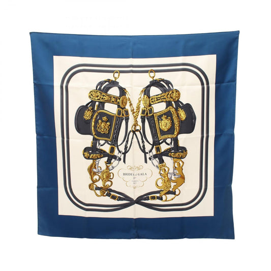 Hermes Scarf Carre 90 Brides de Gala Blue Silk