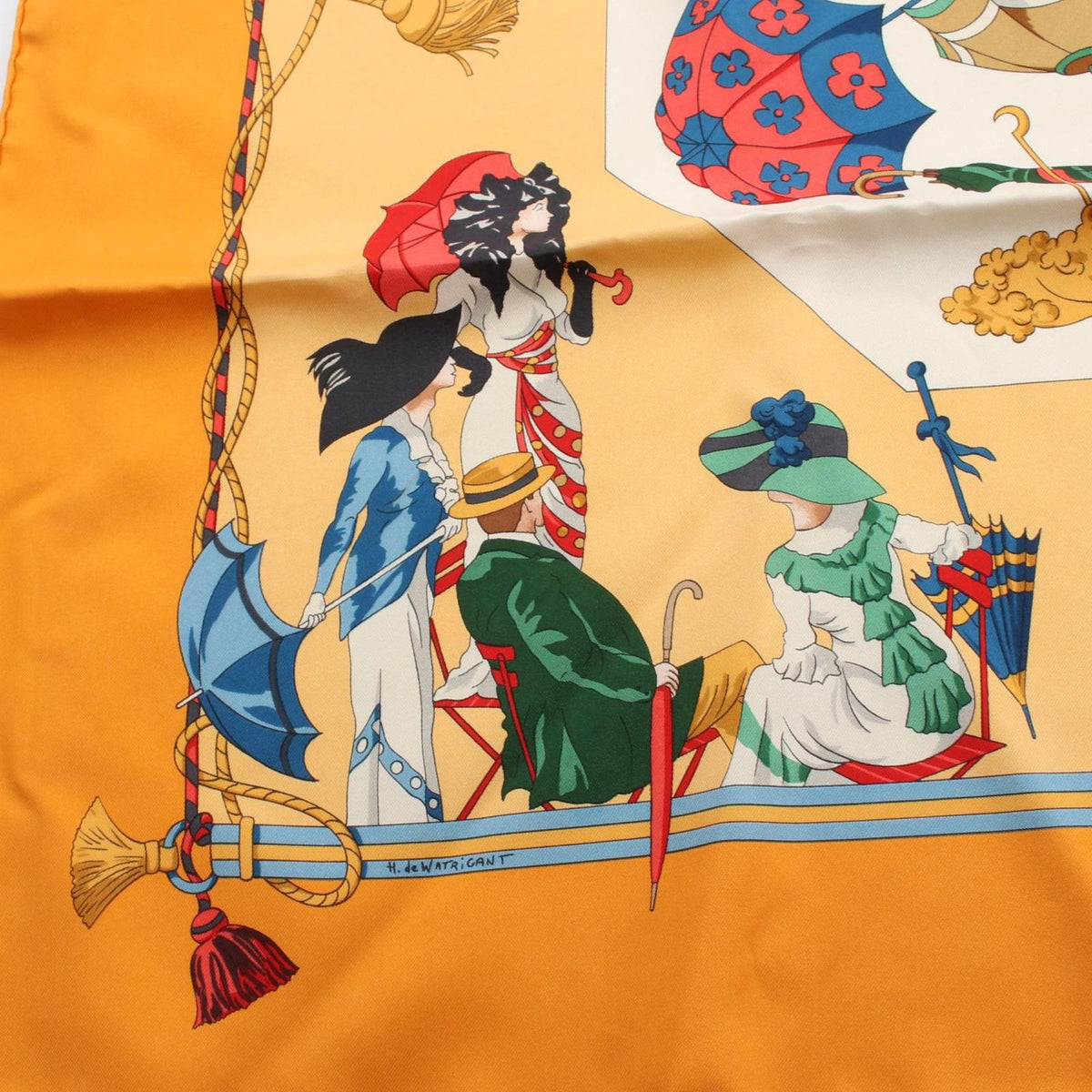 Hermes Scarf Carre 90 Ombrelles Et Parapluies Orange Silk — view 5