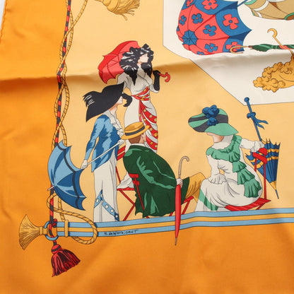 Hermes Scarf Carre 90 Ombrelles Et Parapluies Orange Silk — view 5