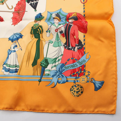 Hermes Scarf Carre 90 Ombrelles Et Parapluies Orange Silk — view 4