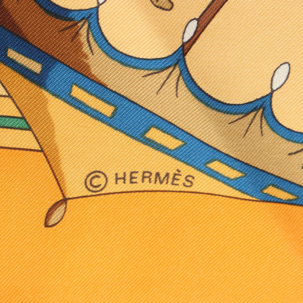 Hermes Scarf Carre 90 Ombrelles Et Parapluies Orange Silk — view 2