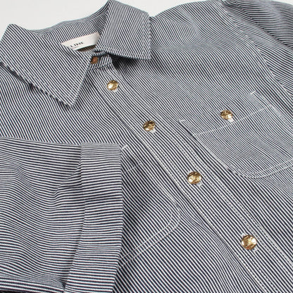Celine Dress Triomphe Button Stripe Denim Cotton — view 8