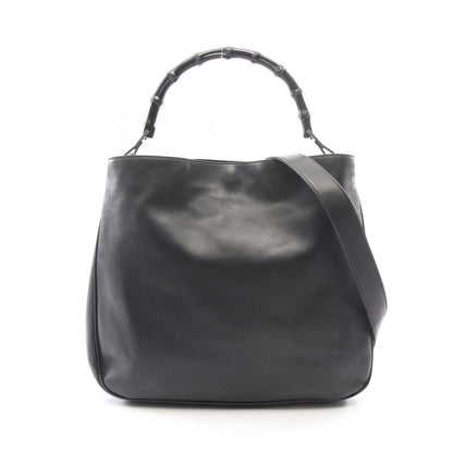 Gucci Handbag Bamboo 2-Way 001 Black Leather Shoulder Bag