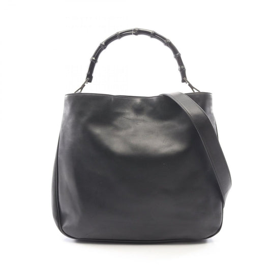 Gucci Handbag Bamboo 2-Way 001 Black Leather Shoulder Bag