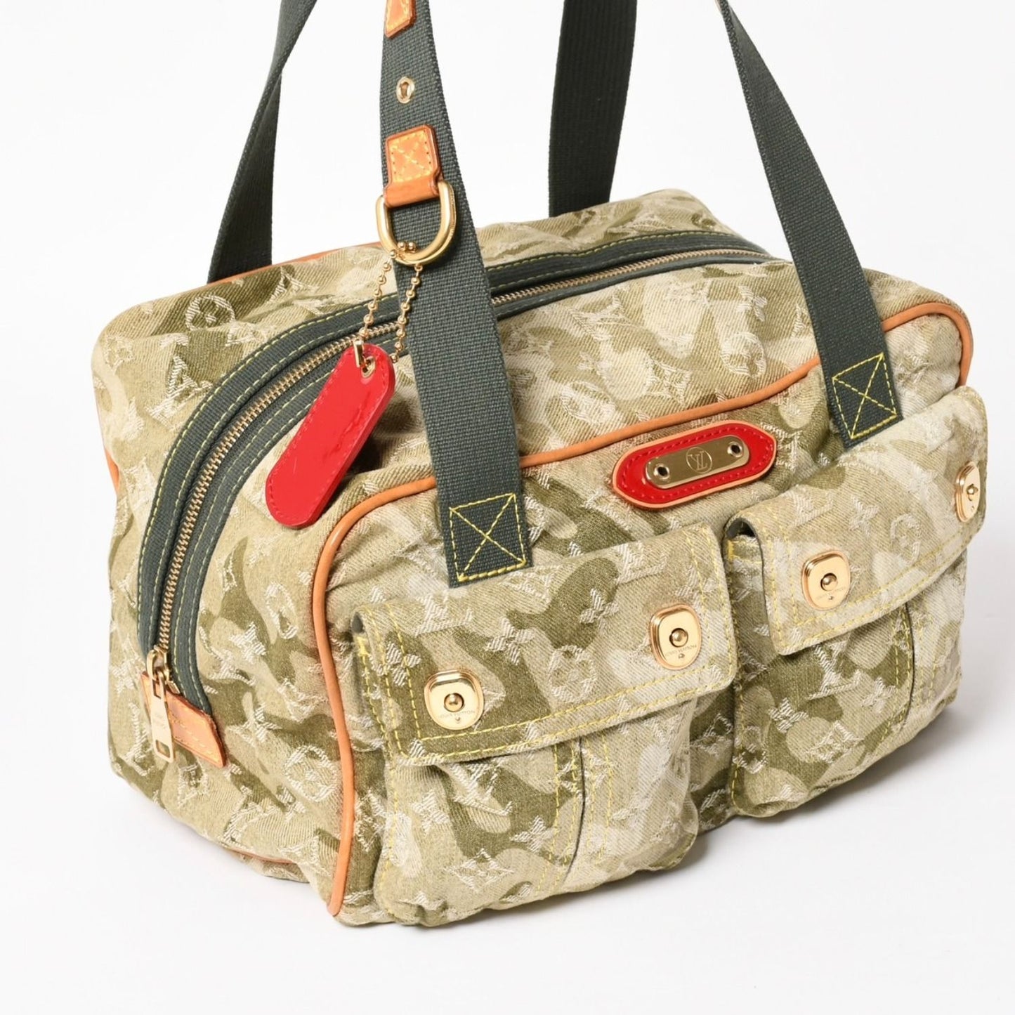 Louis Vuitton Monogram Moflage Denim Jasmine Handbag Khaki Takashi Murakami — view 3