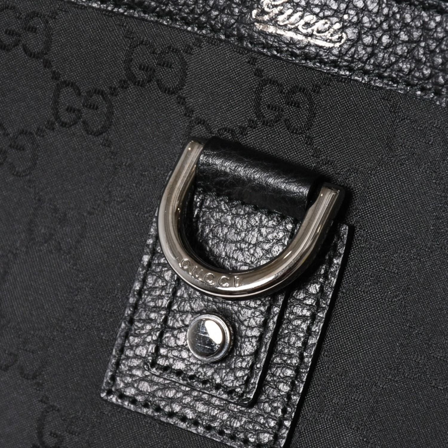 Gucci Tote Bag Black GG Nylon Silver — view 6