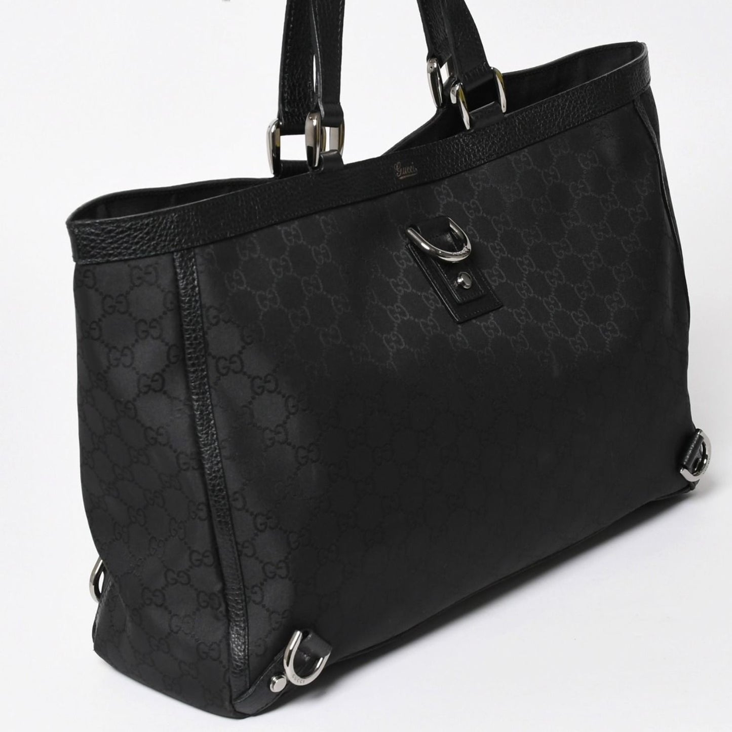 Gucci Tote Bag Black GG Nylon Silver — view 3
