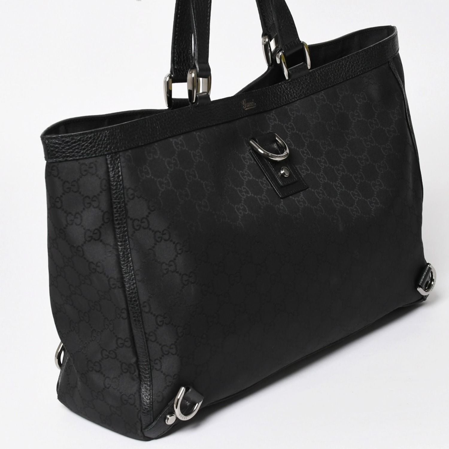 Gucci Tote Bag Black GG Nylon Silver — view 3