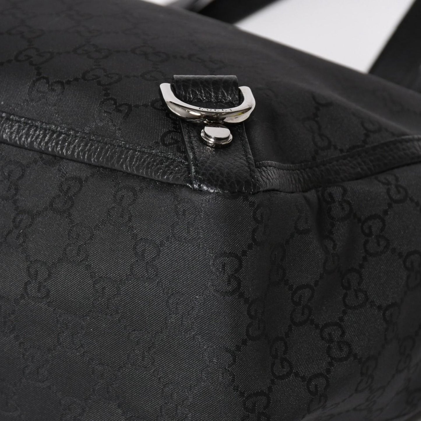Gucci Tote Bag Black GG Nylon Silver — view 8