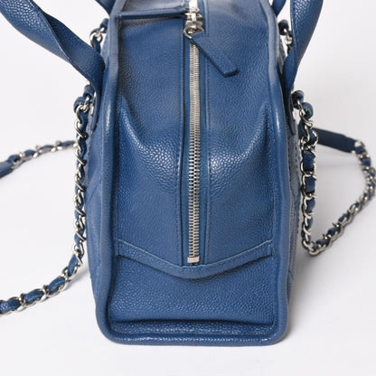Chanel Deauville Line Chain Shoulder Bag CC Logo Caviar Leather Blue — view 4