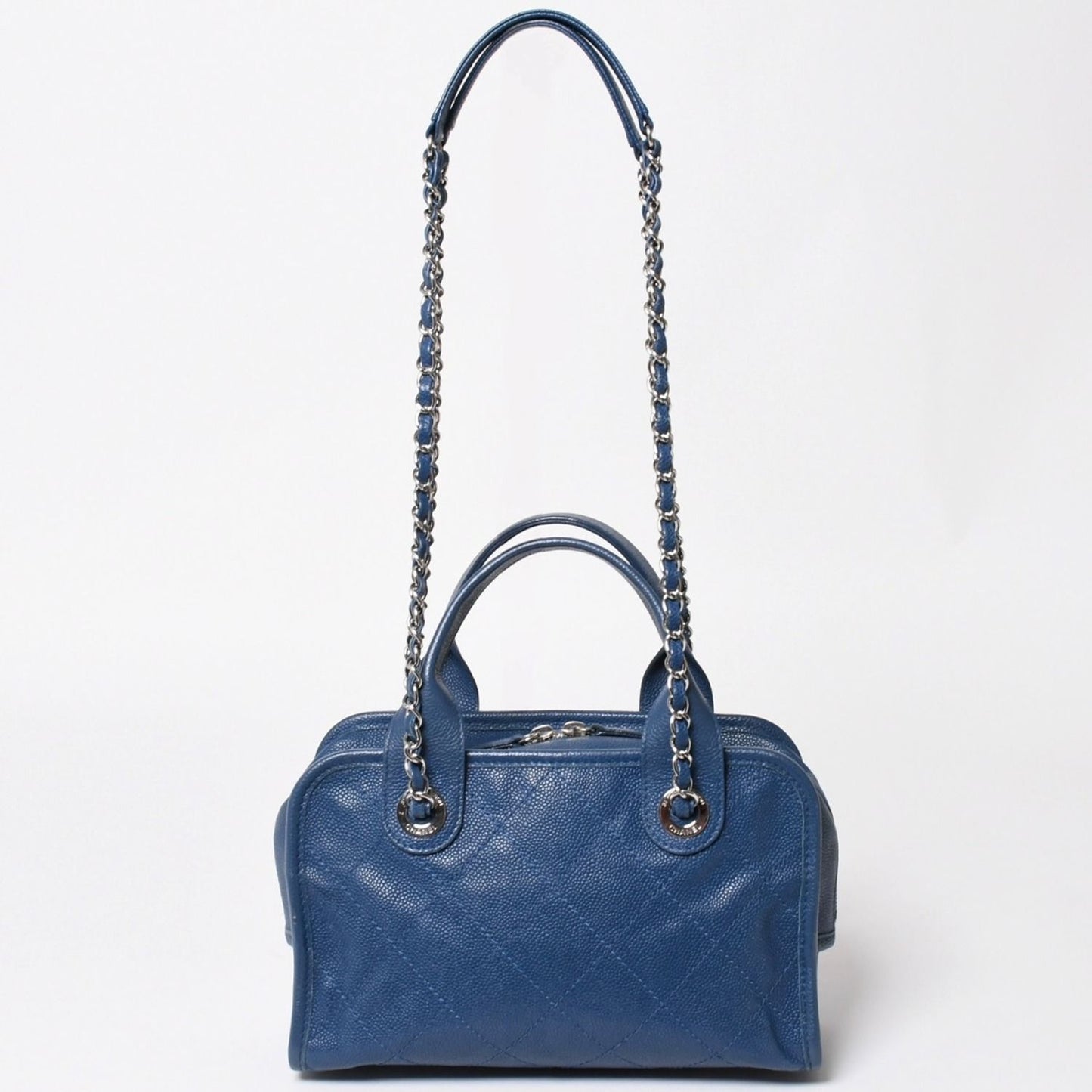 Chanel Deauville Line Chain Shoulder Bag CC Logo Caviar Leather Blue — view 2