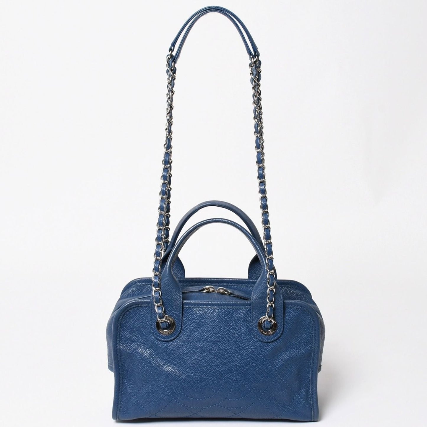 Chanel Deauville Line Chain Shoulder Bag CC Logo Caviar Leather Blue