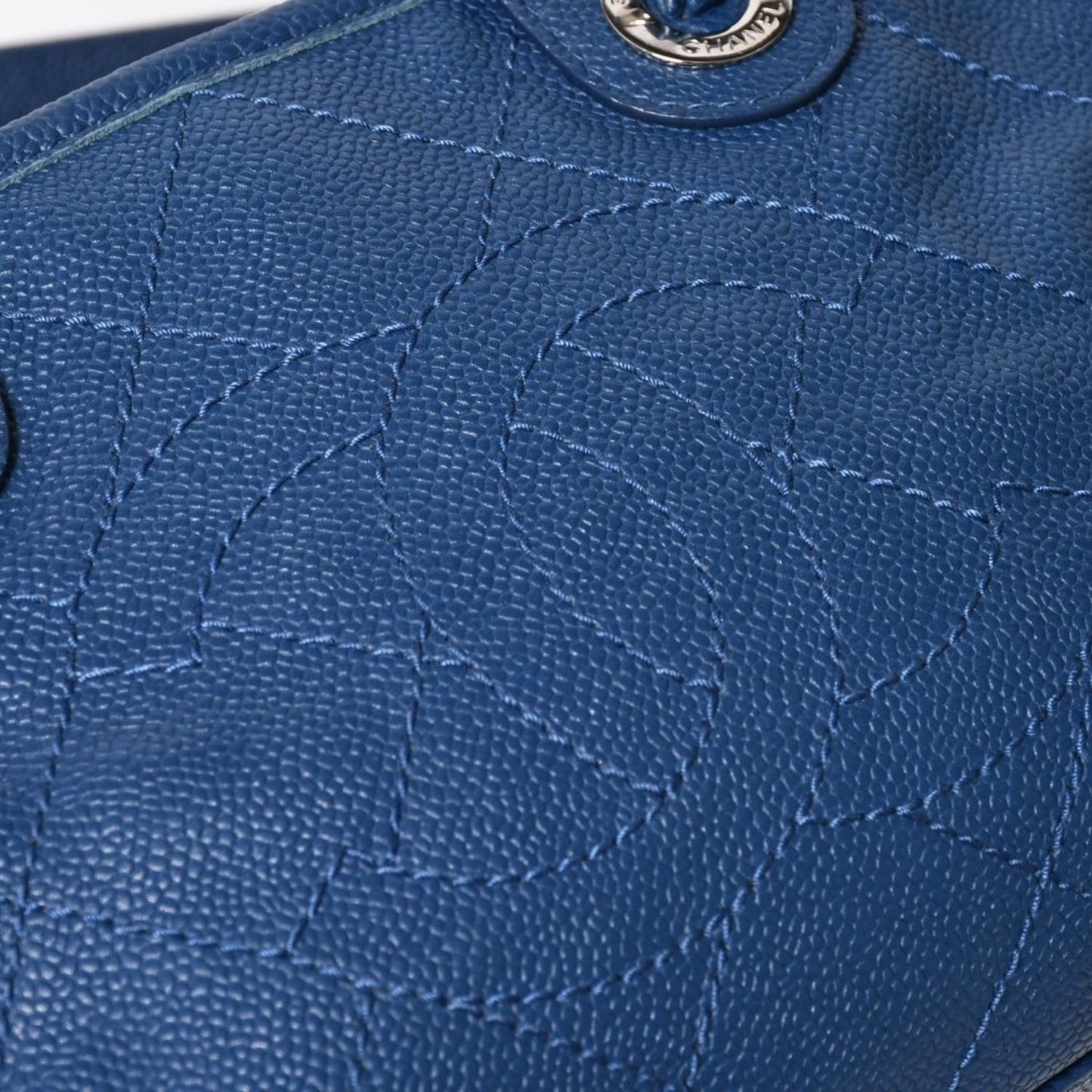 Chanel Deauville Line Chain Shoulder Bag CC Logo Caviar Leather Blue — view 8