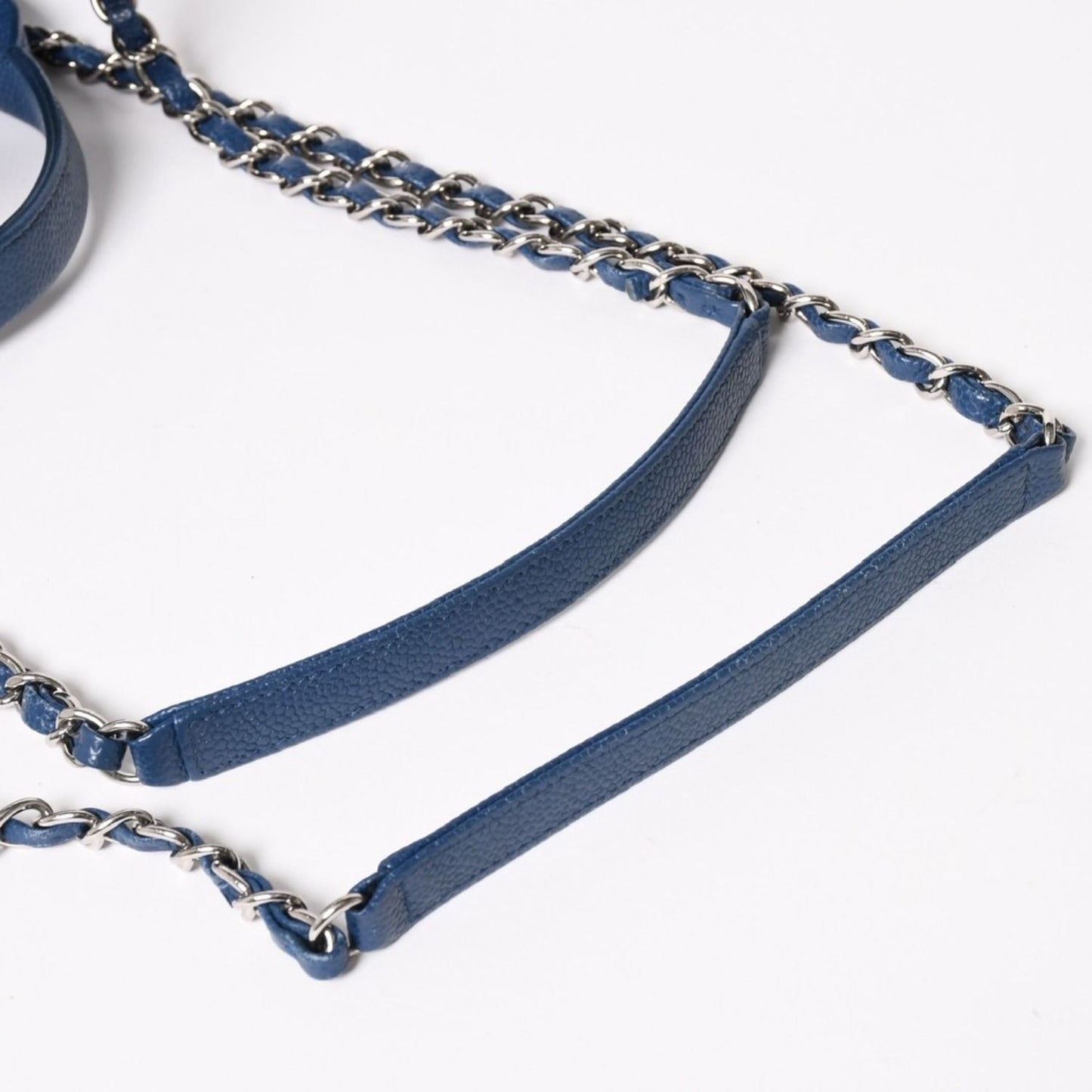 Chanel Deauville Line Chain Shoulder Bag CC Logo Caviar Leather Blue — view 5