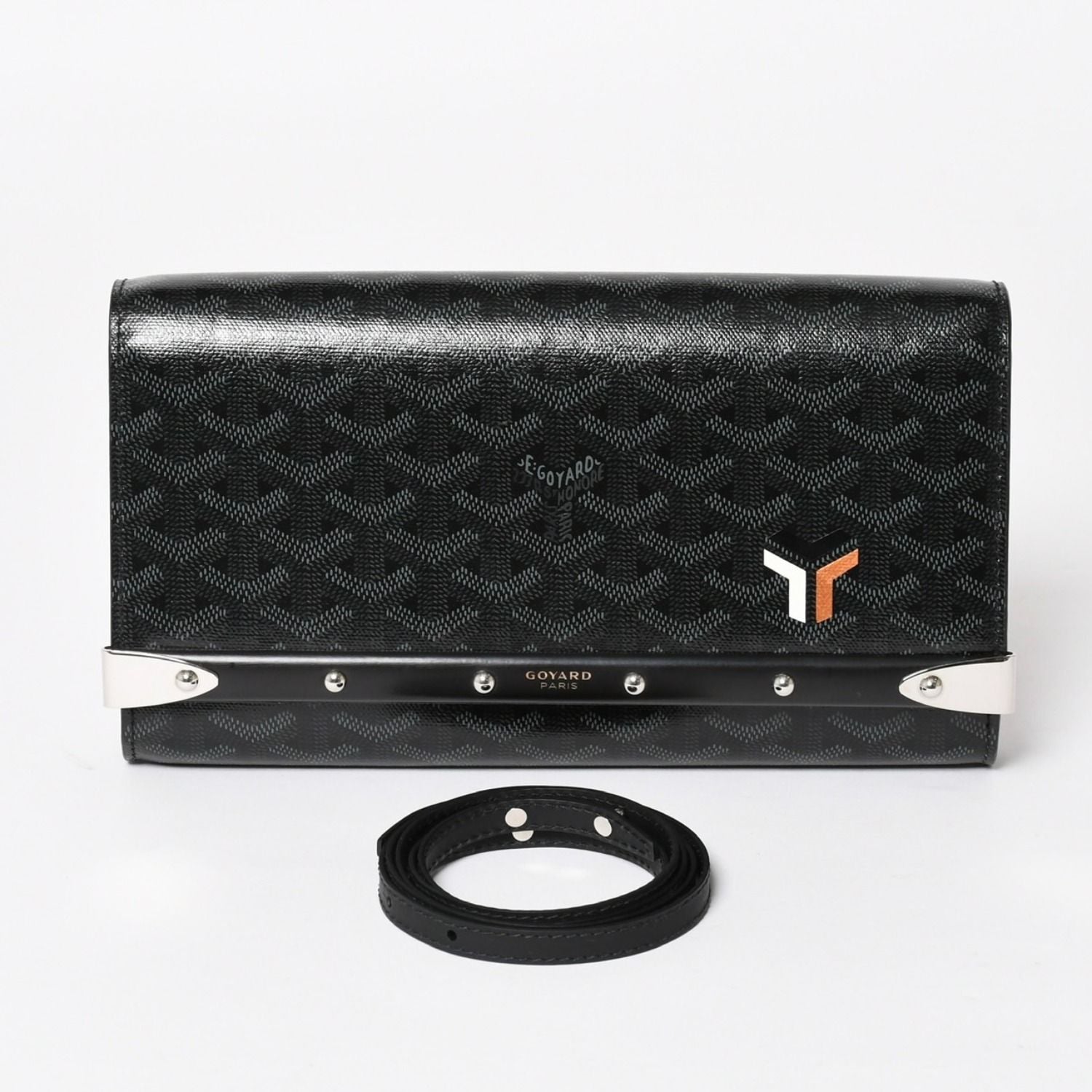 Goyard Monte Carlo PM Clutch 2-Way Limited Color Jet Black Silver