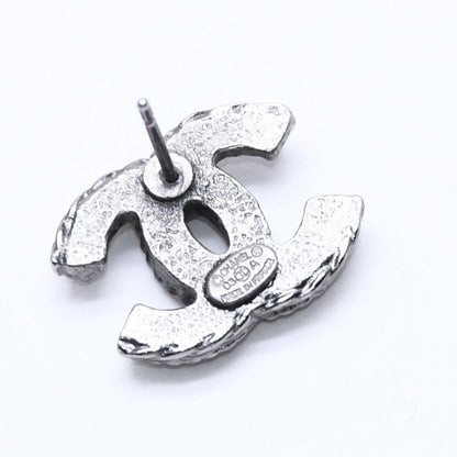 Chanel CC Logo Single Earrings 03 Metal Silver Black Clear — view 6