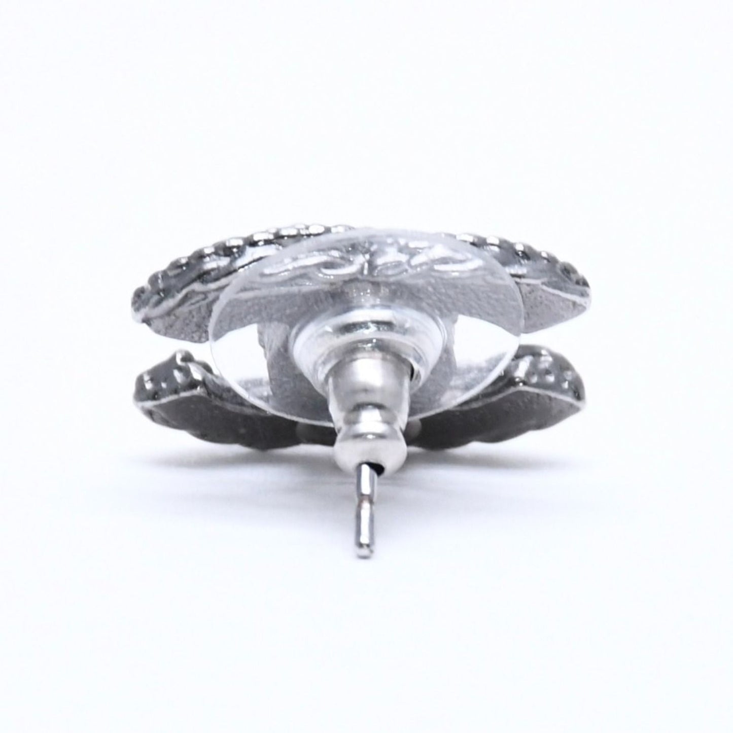 Chanel CC Logo Single Earrings 03 Metal Silver Black Clear — view 4