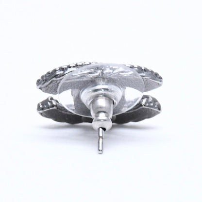 Chanel CC Logo Single Earrings 03 Metal Silver Black Clear — view 4